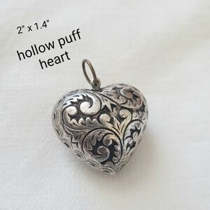 Silver Puff Heart Pendant